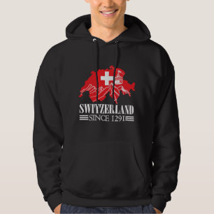 ZWITSERLAND Kaart sinds 1291 bergen Zwitserse vlag Hoodie