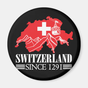 ZWITSERLAND Kaart sinds 1291 bergen Zwitserse vlag Magneet