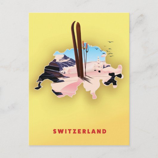 Zwitserland kaart Ski-reisposter. (Voorkant)