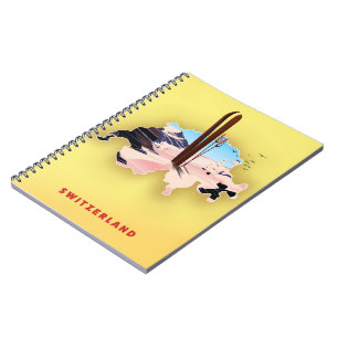 Zwitserland kaart Ski-reisposter. Notitieboek