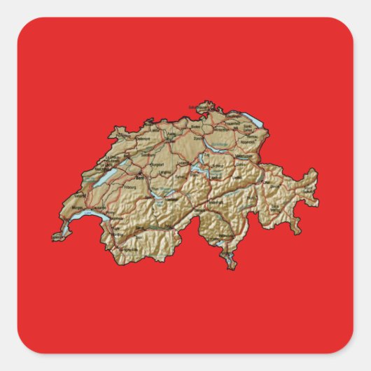 Zwitserland Kaart Sticker (Voorkant)