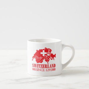 ZWITSERLAND Kaart vlag sinds 1291 bergen Espresso Kop