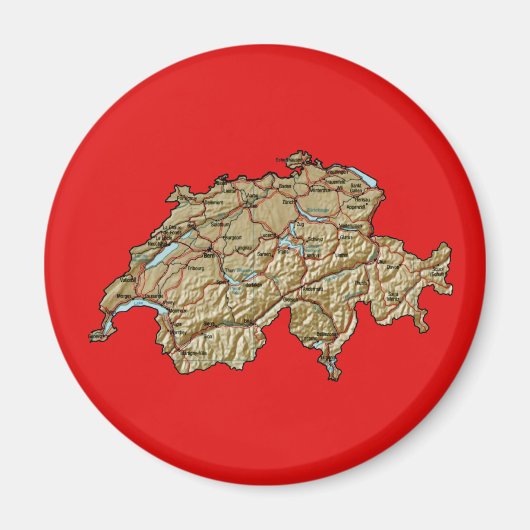Zwitserland Kaartmagneet Magneet (Voorkant)