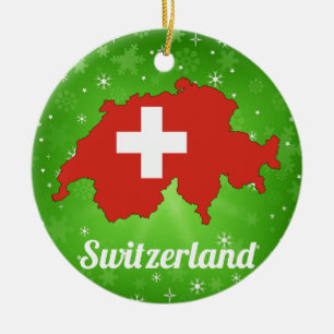 Zwitserland Kerstmis Zwitserse vlag Keramisch Ornament