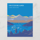 Zwitserland Lake Geneva  Art Deko Travel Briefkaart (Voorkant)