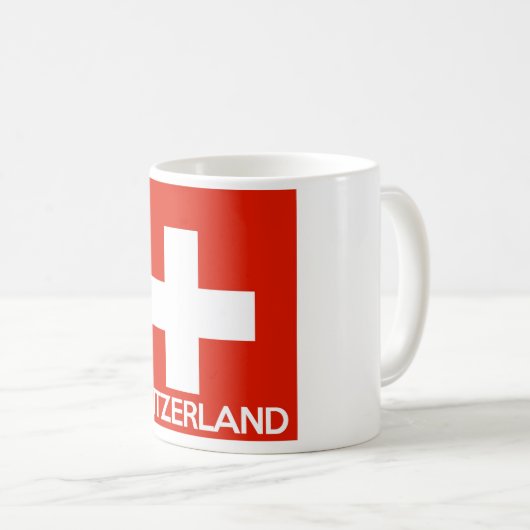 Zwitserland land vlag naam zwitserland koffiemok (Voorkant rechts)