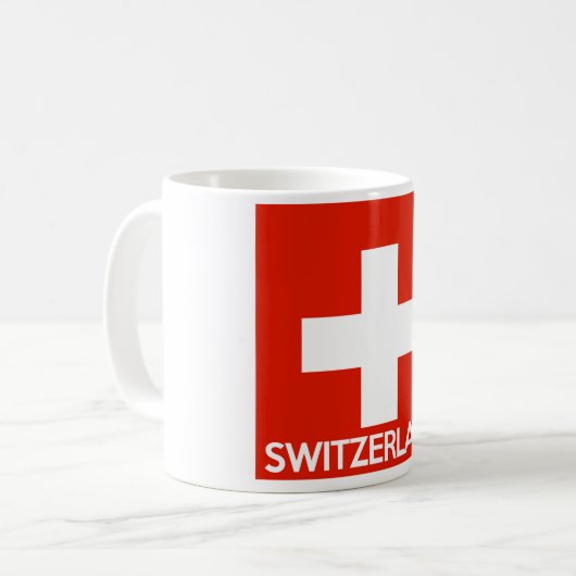 Zwitserland land vlag naam zwitserland koffiemok (Voorkant links)
