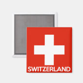 Zwitserland land vlag naam zwitserland magneet (Voorkant / Achterkant)