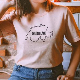 Zwitserland Landkaart Zwitserse grens Omtrek Land T-shirt