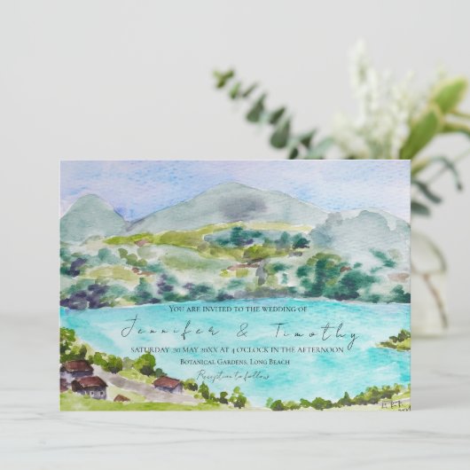 Zwitserland landschap aquarel schilderij kaart (Staand voorkant)