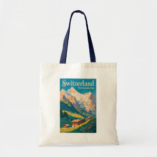 Zwitserland Landschap Illustratie Reis Kunst Tote Bag