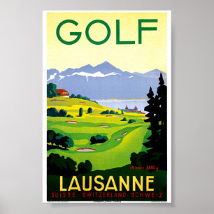 Zwitserland Lausanne Golf Vintage Reisposter Poster