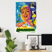 Zwitserland Lausanne Travel Poster (Thuiskantoor)