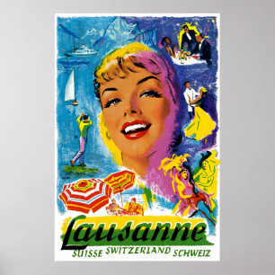 Zwitserland Lausanne Travel Poster