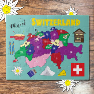 Zwitserland Map en Zwitserse stereotypen Puzzle Legpuzzel
