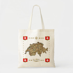 Zwitserland Map + Flagzak Tote Bag