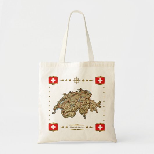 Zwitserland Map + Flagzak Tote Bag (Voorkant)