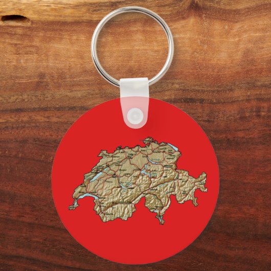 Zwitserland Map Sleutelhanger (Voorkant)