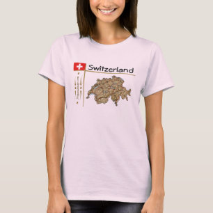 Zwitserland Map + vlag + titel T-shirt
