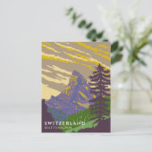 Zwitserland Matterhorn Waterverf Vintage Briefkaart (Staand voorkant)