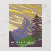 Zwitserland Matterhorn Waterverf Vintage Briefkaart (Voorkant)