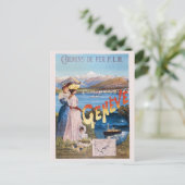  Zwitserland Meer Genève Railroad Travel Briefkaart (Staand voorkant)