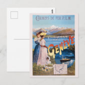  Zwitserland Meer Genève Railroad Travel Briefkaart (Voorkant / Achterkant)