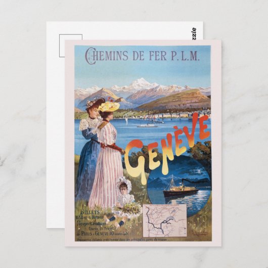  Zwitserland Meer Genève Railroad Travel Briefkaart (Voorkant / Achterkant)