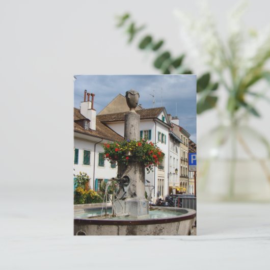 Zwitserland, meer van Genève, Nyon, fontein Briefkaart (Staand voorkant)