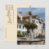 Zwitserland, meer van Genève, Nyon, fontein Briefkaart (Voorkant / Achterkant)