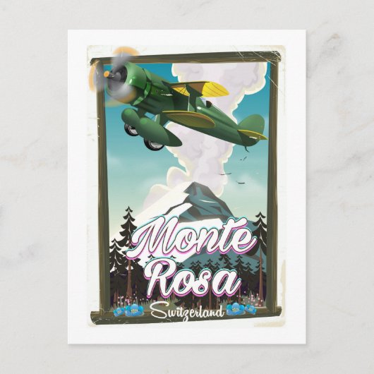 Zwitserland Monta Rosa Reisposter Briefkaart (Voorkant)