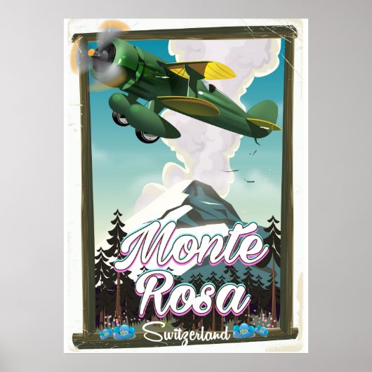Zwitserland Monta Rosa Reisposter Poster (Voorkant)