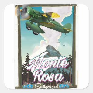 Zwitserland Monta Rosa Reisposter Vierkante Sticker