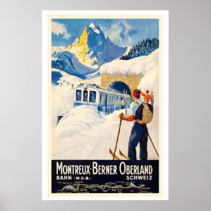 Zwitserland Montreux Oberland Bernois MOB Vintage Poster
