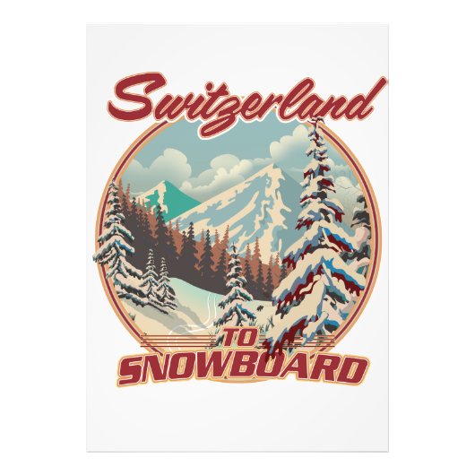 Zwitserland naar Snowboard Foto Afdruk (Voorkant)