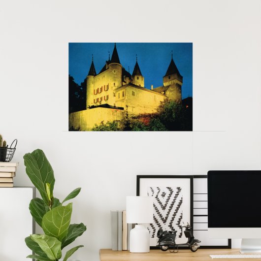  Zwitserland, Nyon, middeleeuws kasteel Poster (Thuiskantoor)