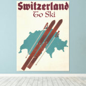 Zwitserland om te skiën canvas afdruk (Insitu (Houten vloer))