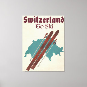Zwitserland om te skiën canvas afdruk