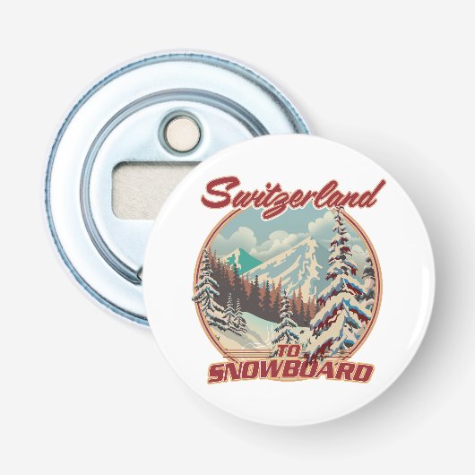 Zwitserland om te snowboarden button flesopener (Voorkant)