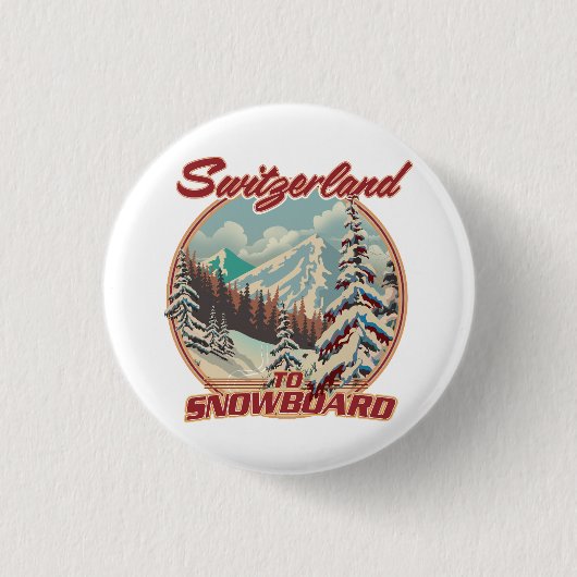 Zwitserland om te snowboarden ronde button 3,2 cm (Voorkant)