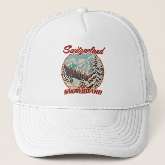 Zwitserland om te snowboarden trucker pet (Voorkant)