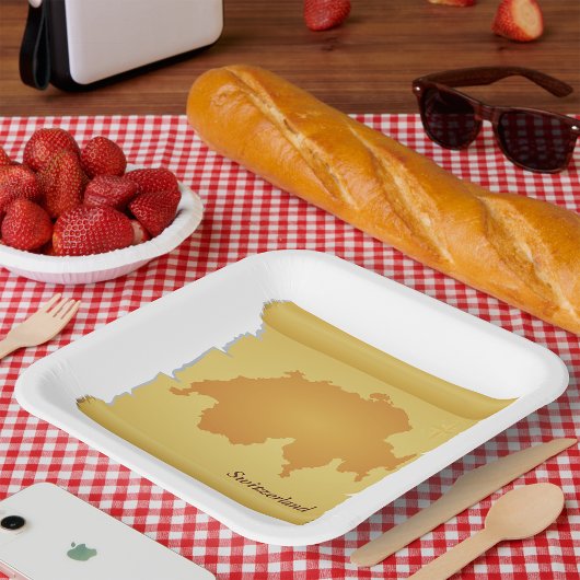 Zwitserland op een perkament papieren bordje