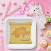 Zwitserland op een perkament papieren bordje (Feest)