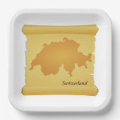 Zwitserland op een perkament papieren bordje (Voorkant)