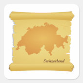 Zwitserland op een perkament vierkante sticker (Voorkant)