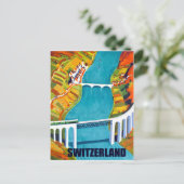 Zwitserland panorama, bruggen over het meer,  briefkaart (Staand voorkant)