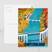 Zwitserland panorama, bruggen over het meer,  briefkaart (Voorkant / Achterkant)