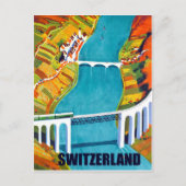 Zwitserland panorama, bruggen over het meer,  briefkaart (Voorkant)