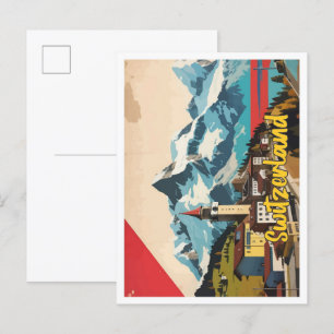 Zwitserland Pop Art Travel Illustration Briefkaart