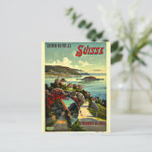 Zwitserland poster van vintage briefkaart (Staand voorkant)